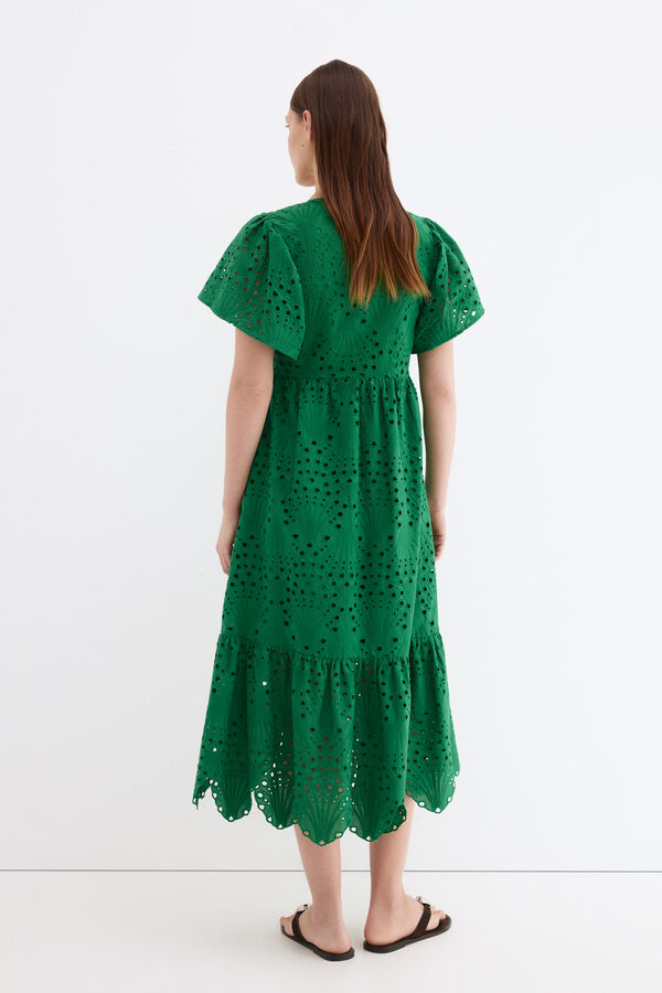 Pedro del Hierro Embroidered cotton dress Green