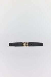 Pedro del Hierro Black fur leather belt with logo buckle
