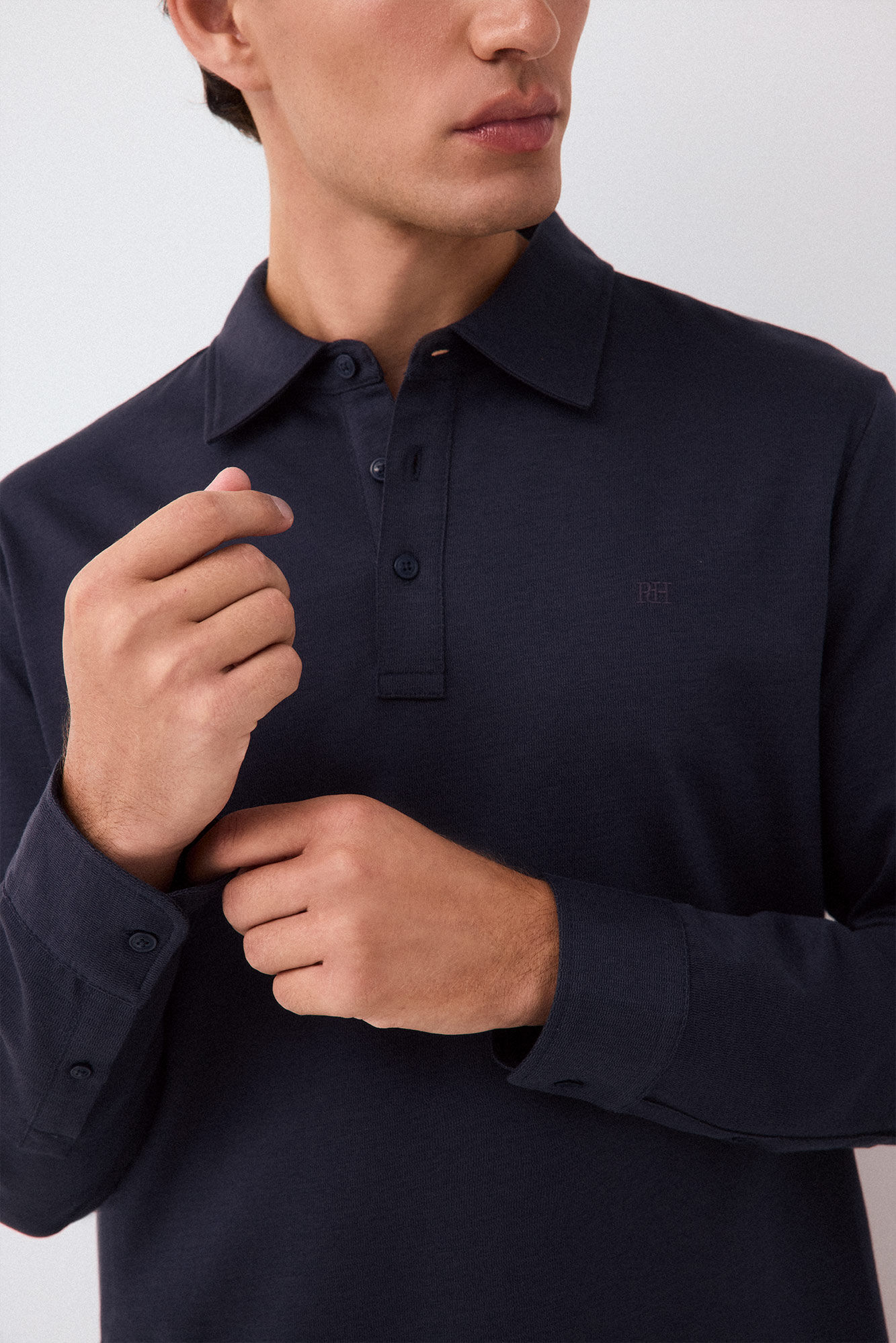 Pedro del Hierro Long sleeve link structure polo shirt