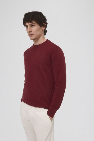 Pedro del Hierro Wool and cashmere round neck jumper Burgundy