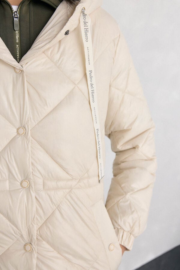 Pedro del Hierro Quilted parka with hood Ecru