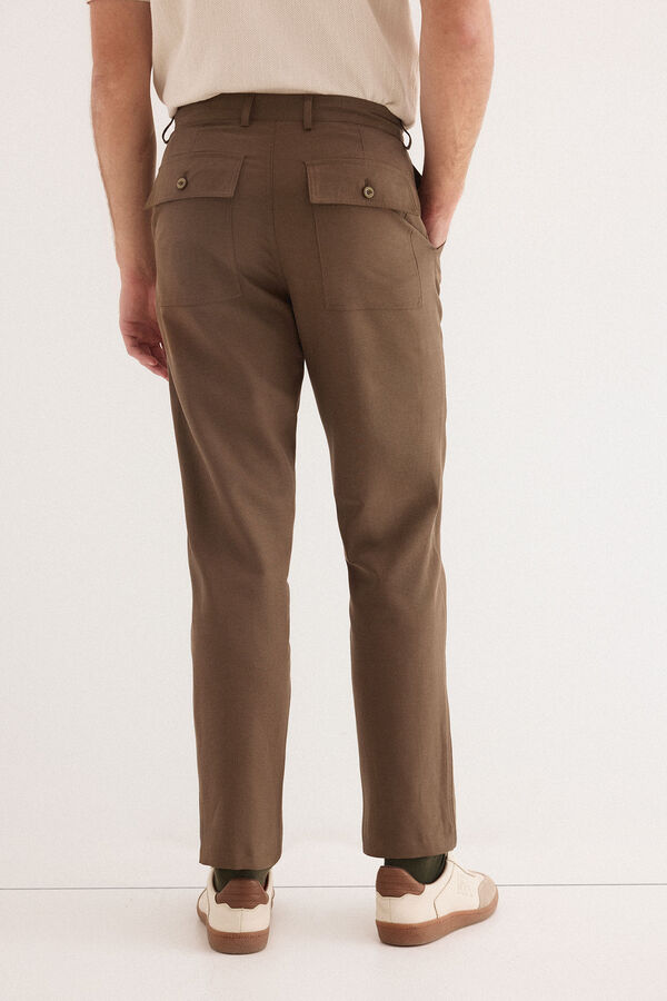 Pedro del Hierro Linen worker regular trousers Brown
