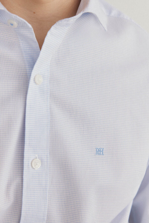 Pedro del Hierro Easy iron plaid shirt + anti-odor slim fit Blue
