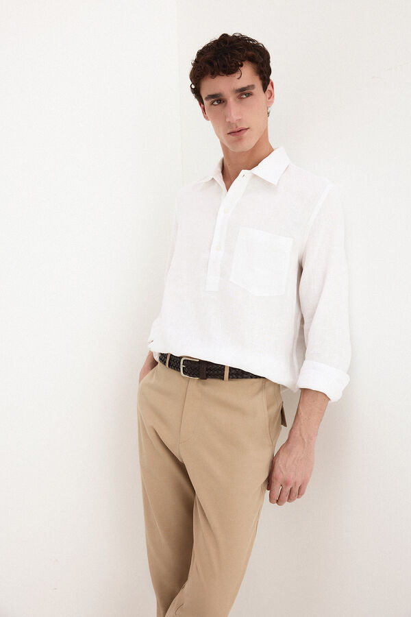 Pedro del Hierro Plain linen T-shirt White