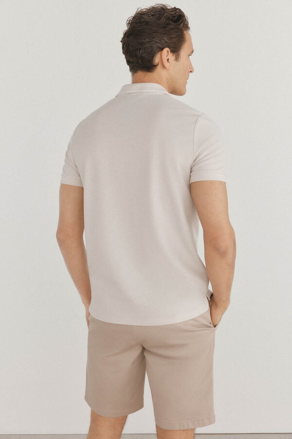 Pedro del Hierro Textured polo shirt Beige