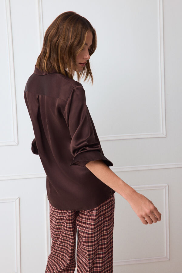 TFP by Tamara Falc&oacute; Plain silk shirt Brown