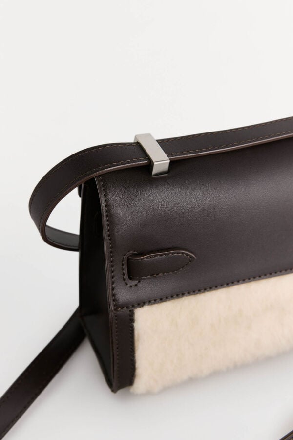 Pedro del Hierro Convertible sheepskin shoulder bag Brown