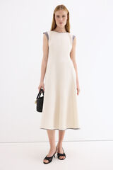 Pedro del Hierro Midi slit dress Ecru
