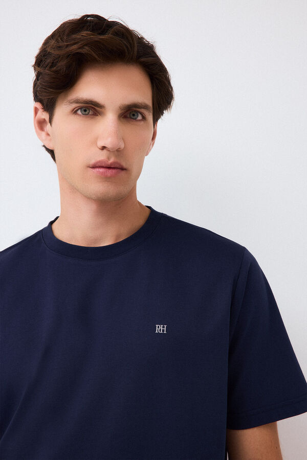Pedro del Hierro Plain mercerized T-shirt Blue