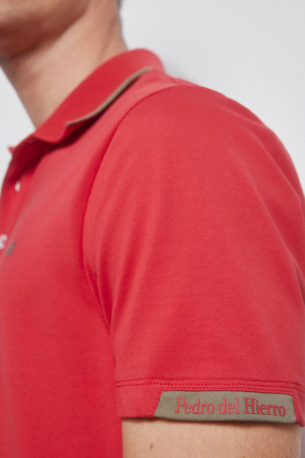Pedro del Hierro Logos tipped polo shirt Red
