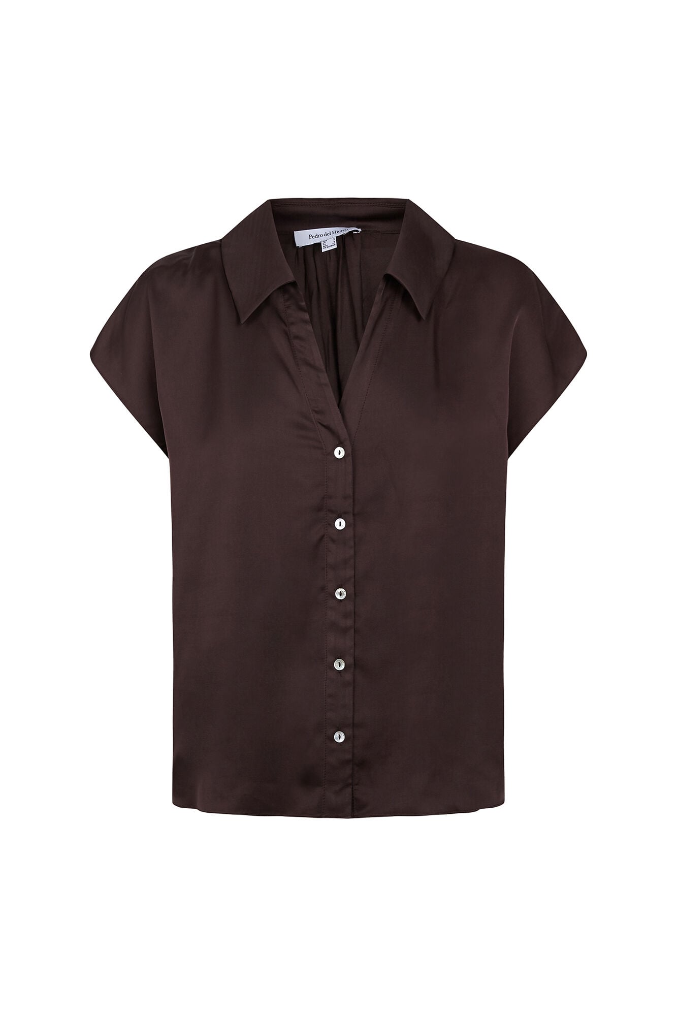 Pedro del Hierro Satin-finish short sleeve blouse