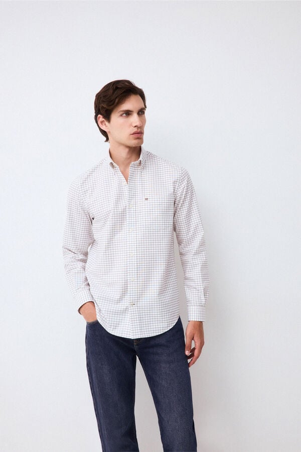 Pedro del Hierro Plaid shirt Brown