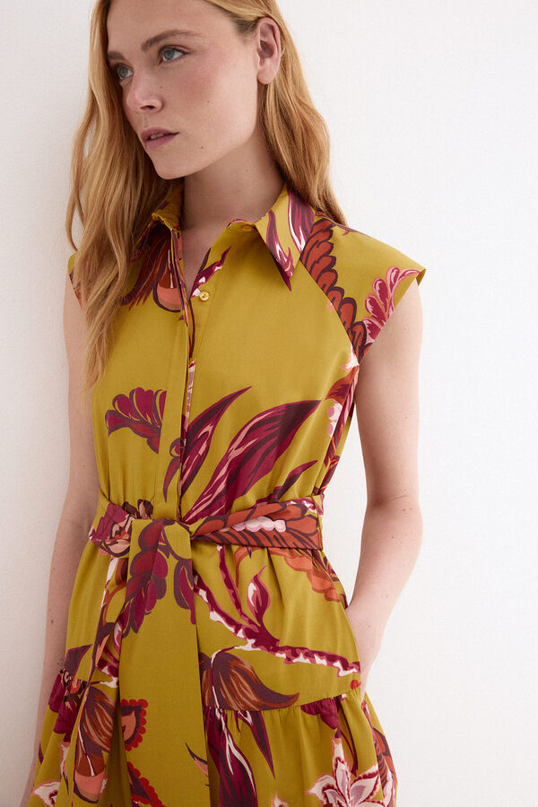 Pedro del Hierro Printed sleeveless shirt dress Yellow