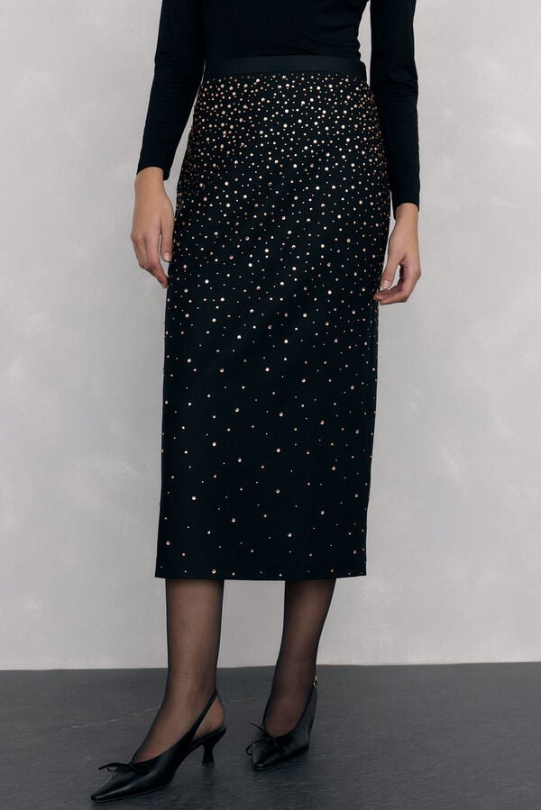Pedro del Hierro Pencil skirt in fantasy fabric Black
