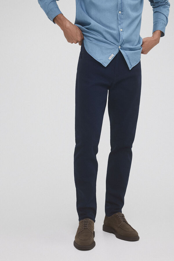 Pedro del Hierro Pantalón 5 bolsillos color premium flex slim fit Azul