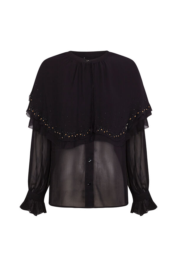 Pedro del Hierro Embroidered cape blouse Black