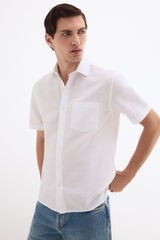 Pedro del Hierro Linen cotton plain shirt White
