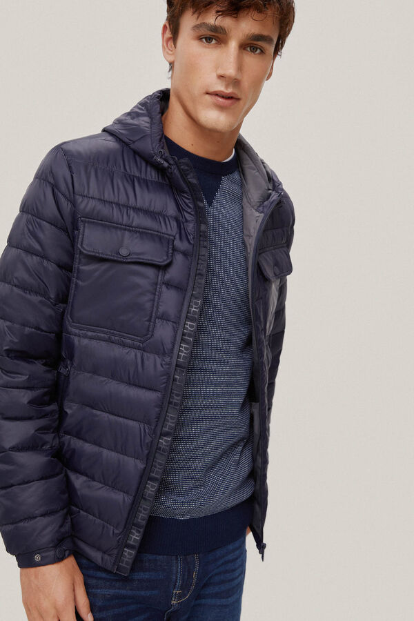 Pedro del Hierro Ultralight jacket with hood Blue
