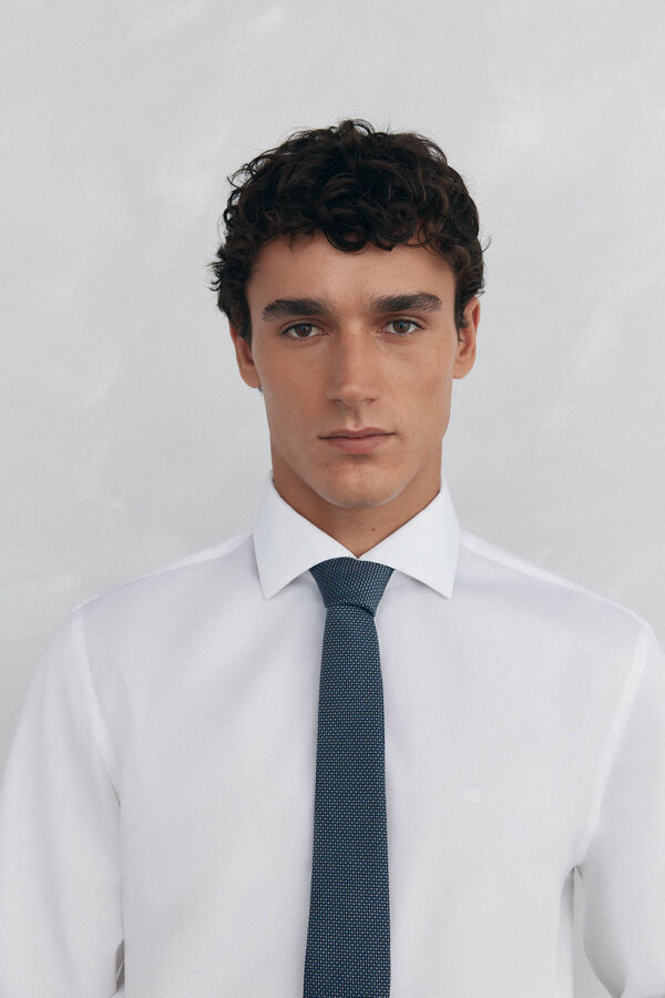 Pedro del Hierro Slim fit non-iron + stain-resistant structured dress shirt White