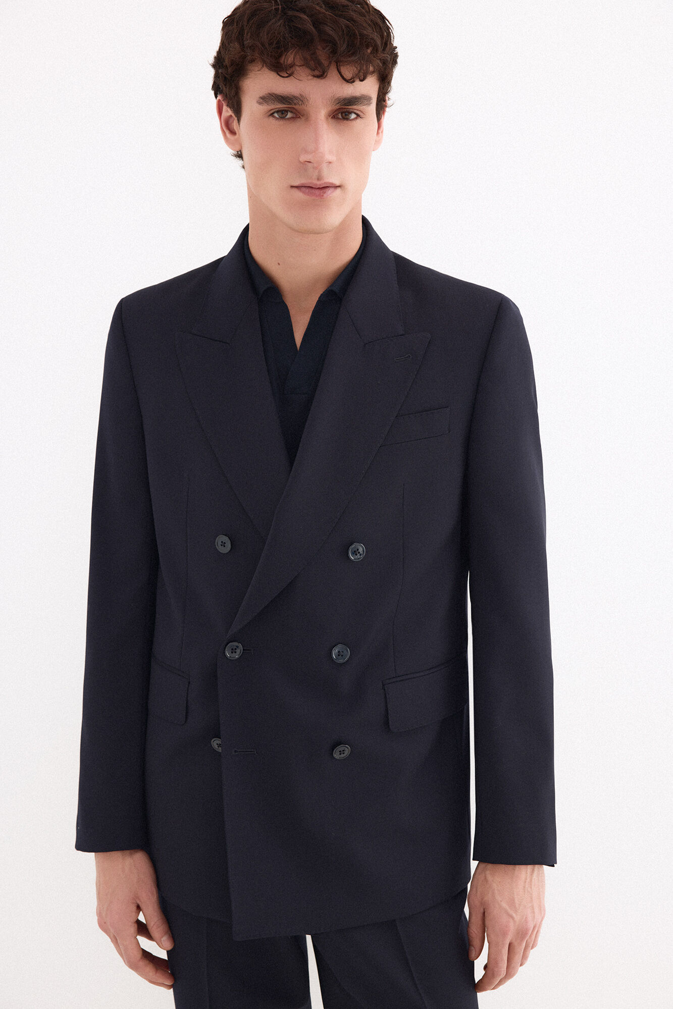 Pedro del Hierro Bi-stretch canvas double-breasted slim fit blazer