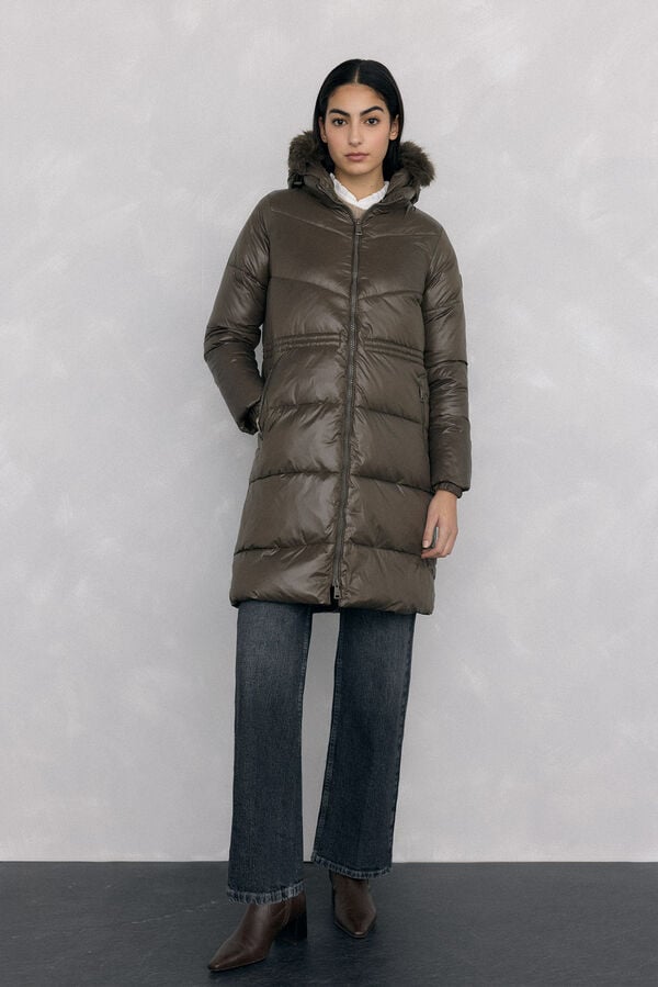 Pedro del Hierro Long hooded parka Grey