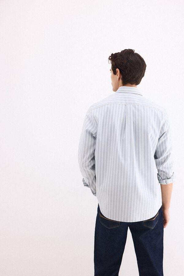 Pedro del Hierro Striped non-iron oxford shirt Green