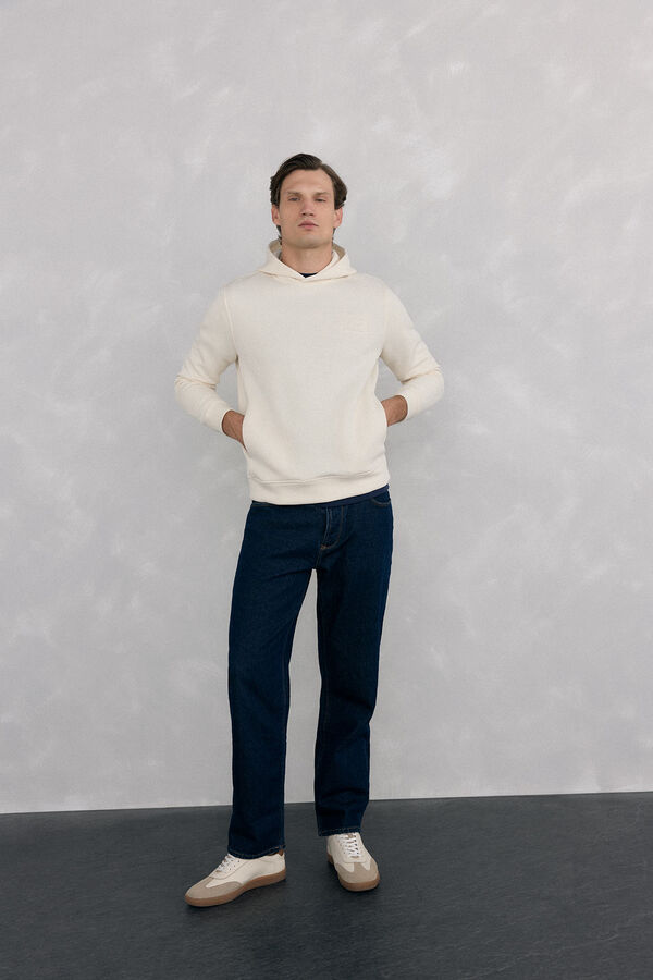 Pedro del Hierro Sweatshirt capuz logo bordado Beige