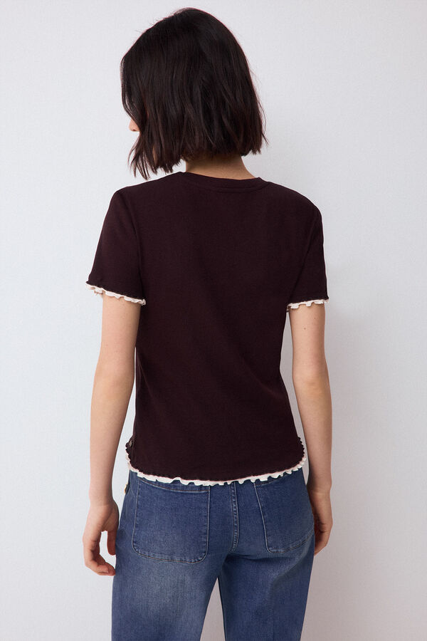 Pedro del Hierro Faux rib double T-shirt Brown