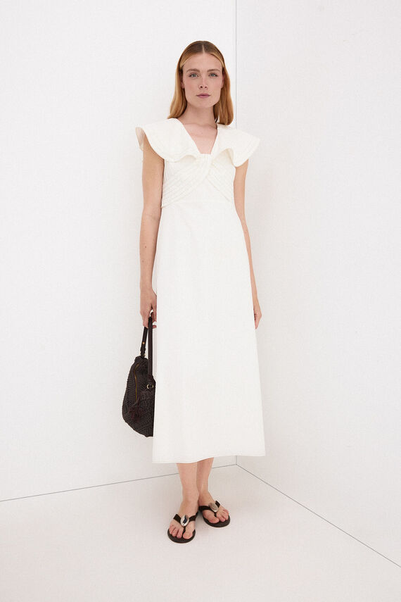 Vestido midi volantes