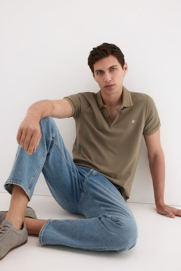 Pedro del Hierro Jacquard polo shirt Green