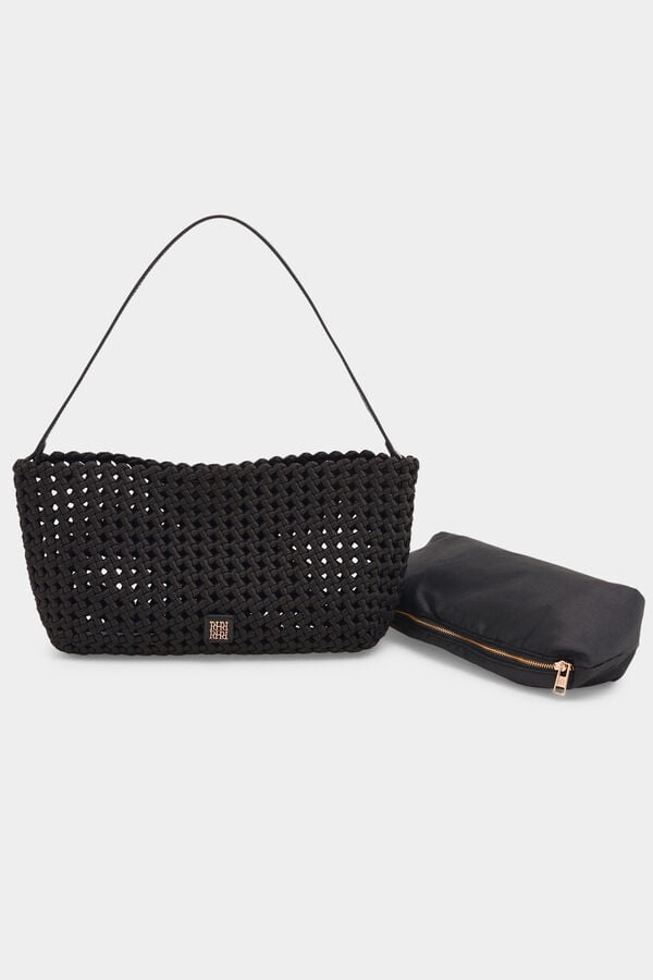 Pedro del Hierro Braided shoulder bag Black