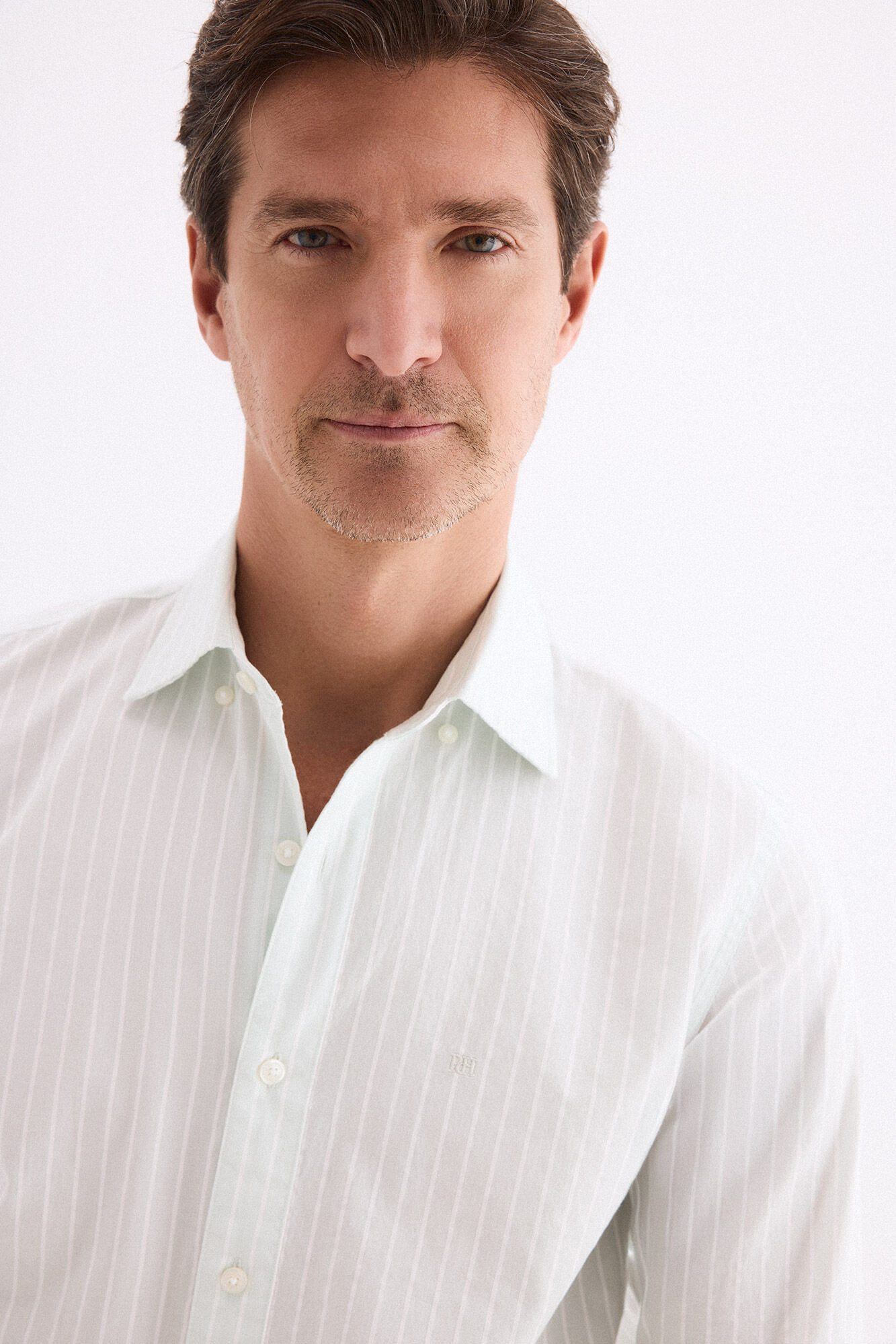 Pedro del Hierro Poplin textured striped shirt