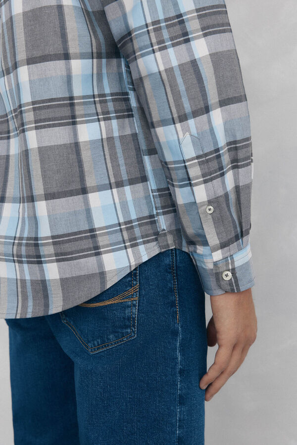Pedro del Hierro Soft checkered twill Grey
