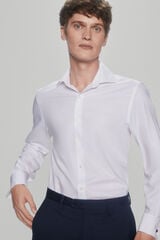 Pedro del Hierro camisa elegante de botões de punho estrutura lisa non-iron + antimanchas Branco
