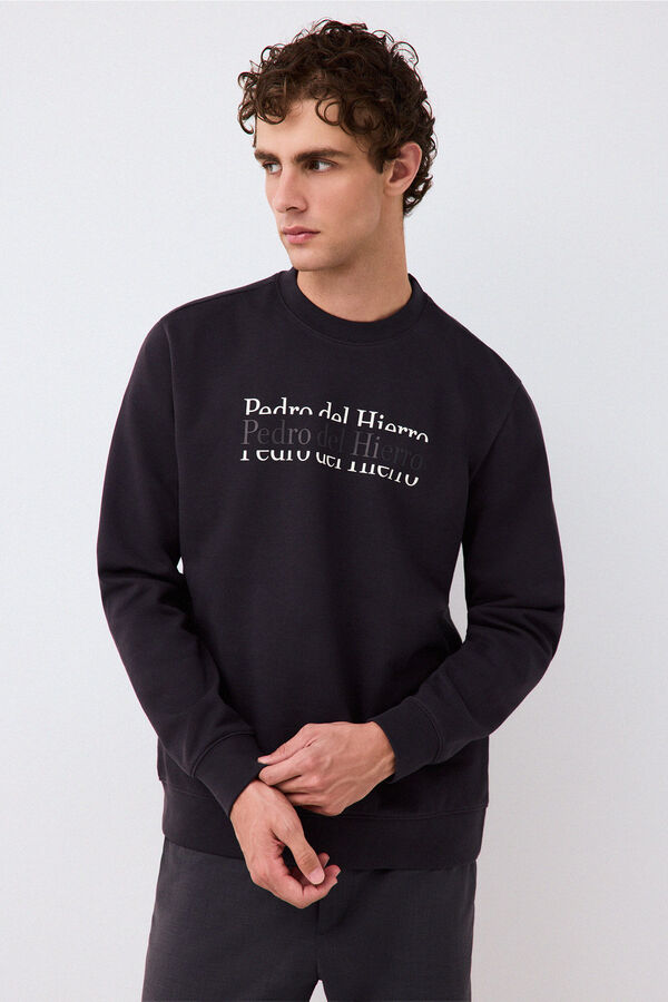 Pedro del Hierro Crew neck logo sweatshirt Grey