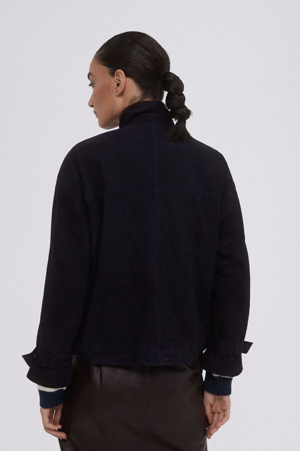 Pedro del Hierro Blue suede bomber jacket Blue