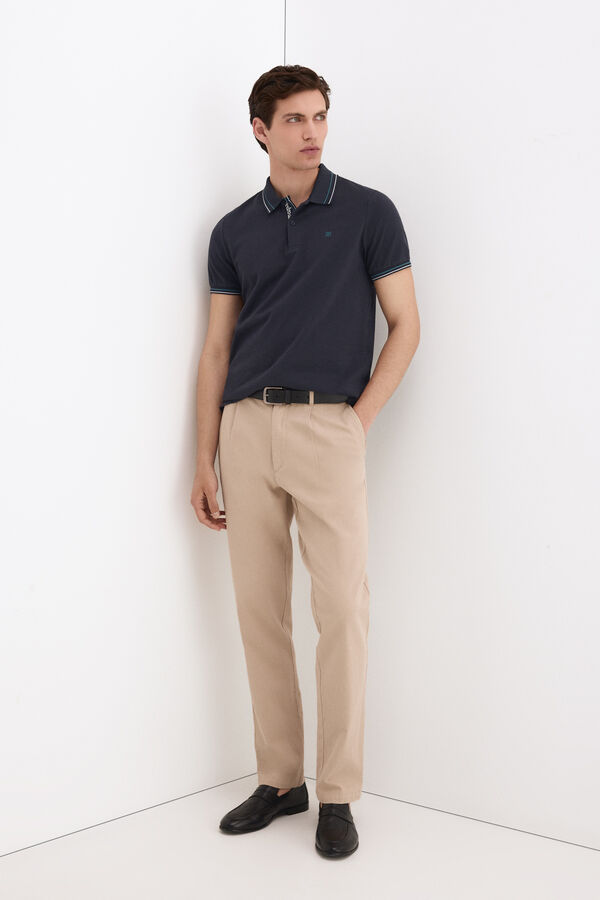 Pedro del Hierro Jacquard polo shirt Blue