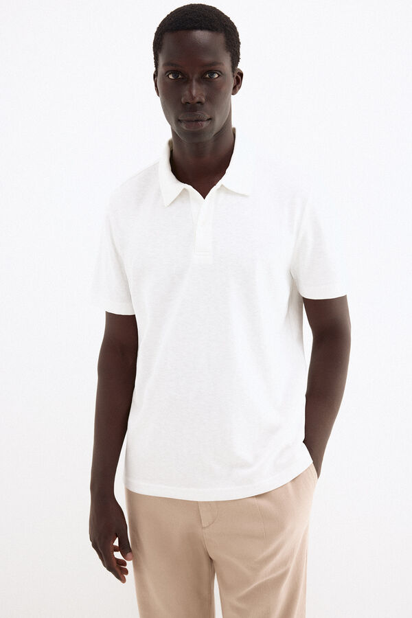 Pedro del Hierro Plain polo shirt Ecru