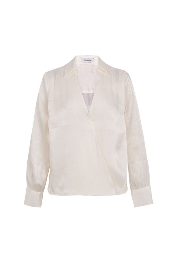 Pedro del Hierro Camisa cruzada fluida estampado fantasía Blanco
