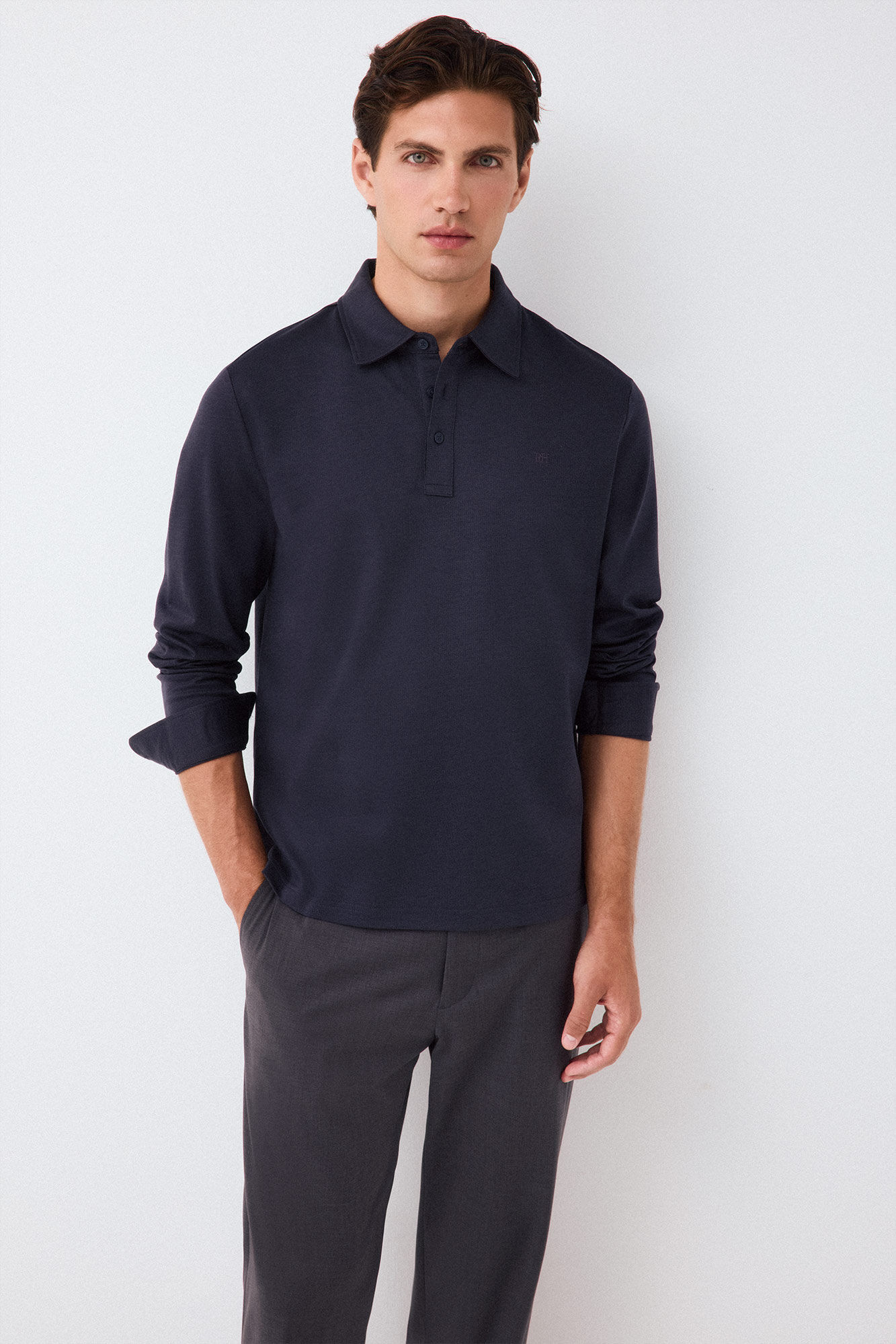 Pedro del Hierro Long sleeve link structure polo shirt