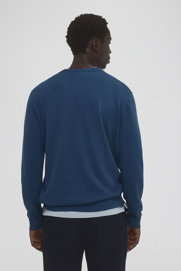 Pedro del Hierro Cotton/silk/cashmere V-neck jumper Blue