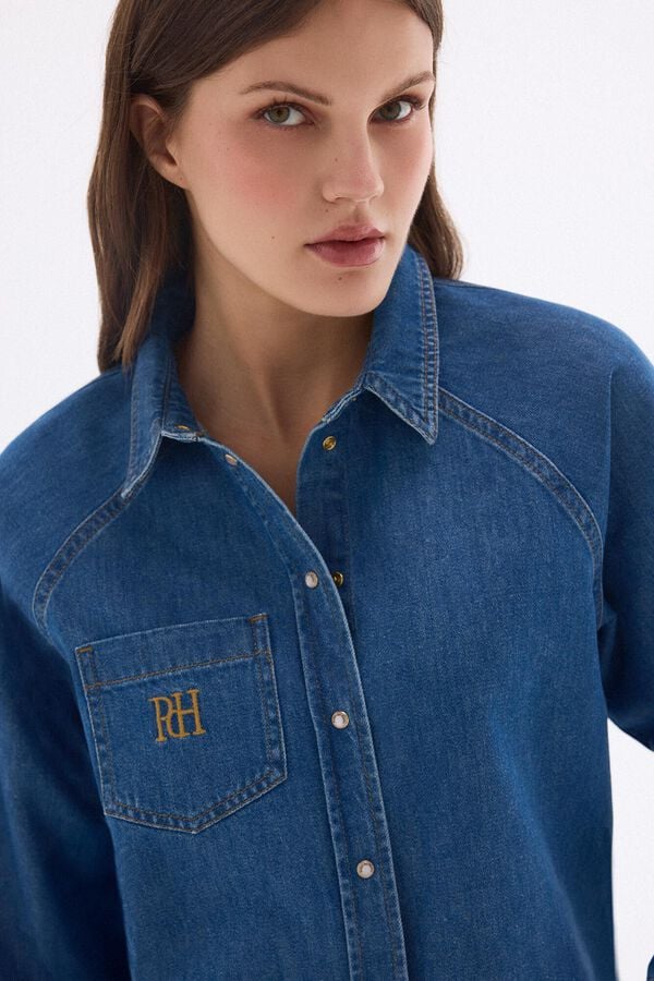 Pedro del Hierro Denim short shirt Blue