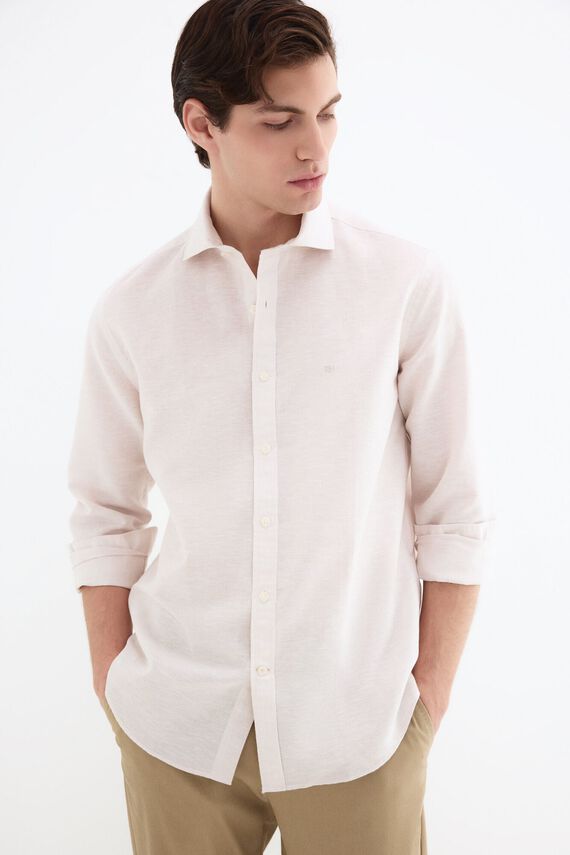 Camisa de vestir rayas lino fácil plancha
