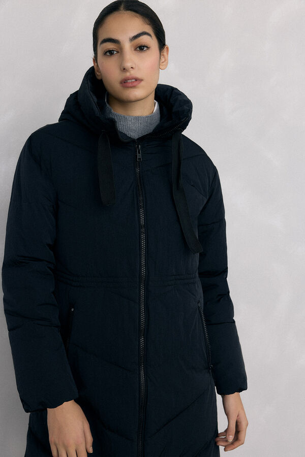 Pedro del Hierro Long hooded parka Black