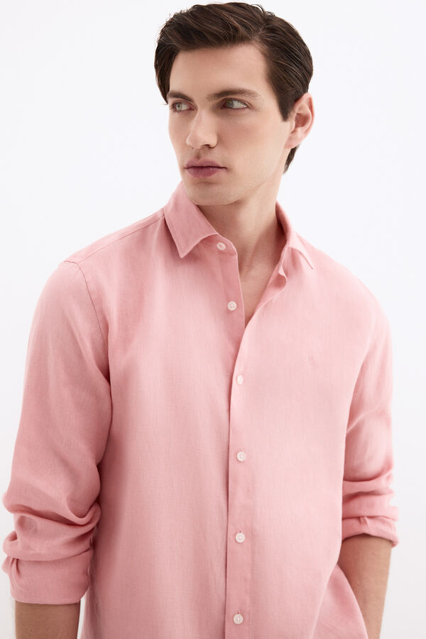 Pedro del Hierro Plain linen shirt Coral