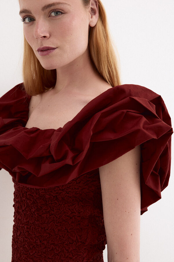 Pedro del Hierro Ruffled T-shirt Burgundy