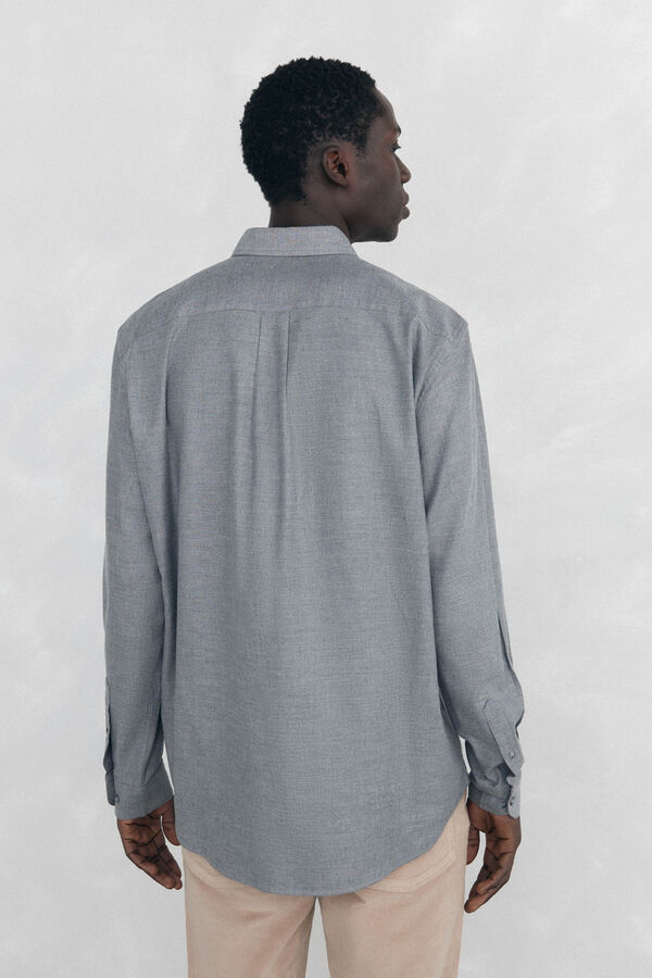 Pedro del Hierro Plain melange Tencel shirt Grey