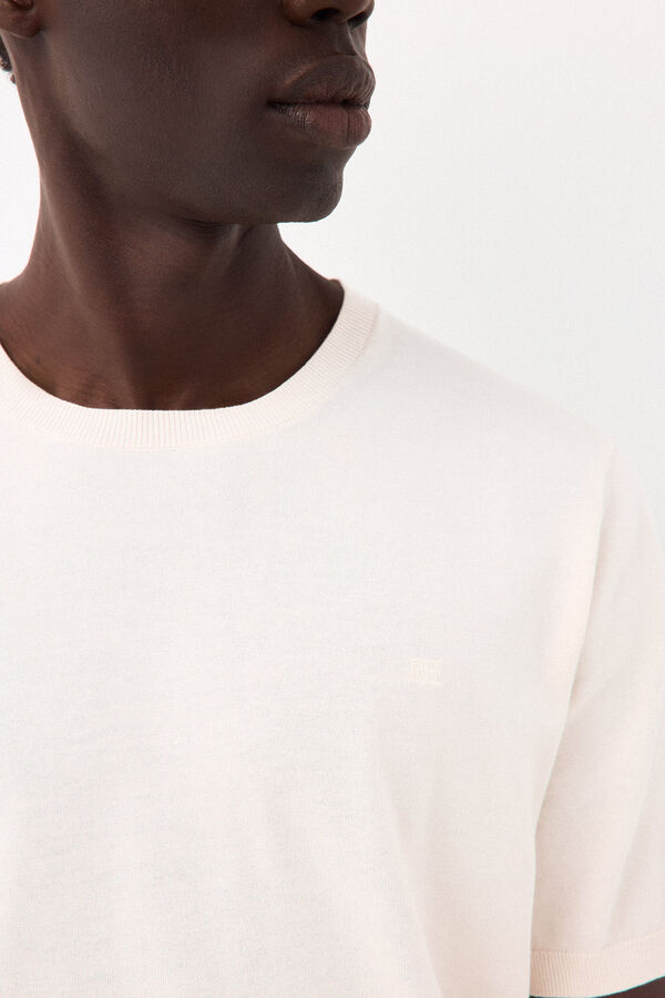 Pedro del Hierro T-shirt de malha premium em algod&atilde;o Ecru