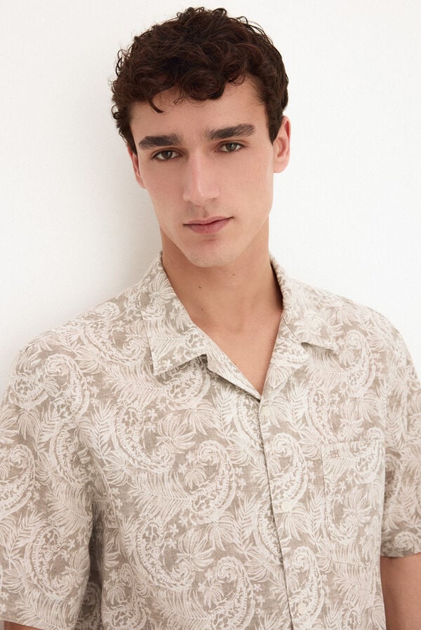 Pedro del Hierro Printed short sleeve shirt Beige