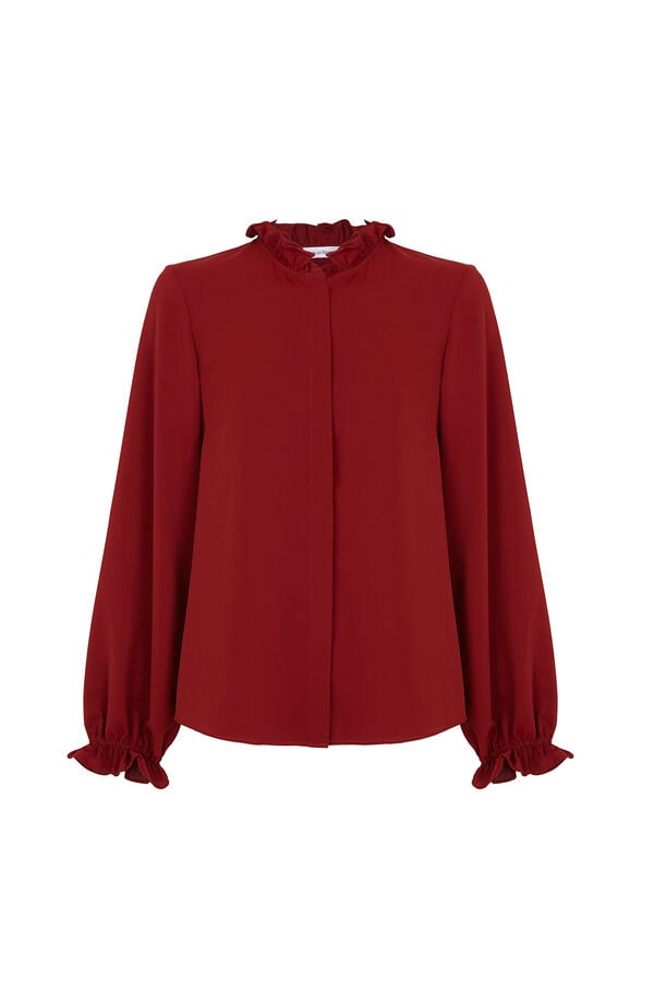 Pedro del Hierro Blusa fluida con detalle de volantes Morado